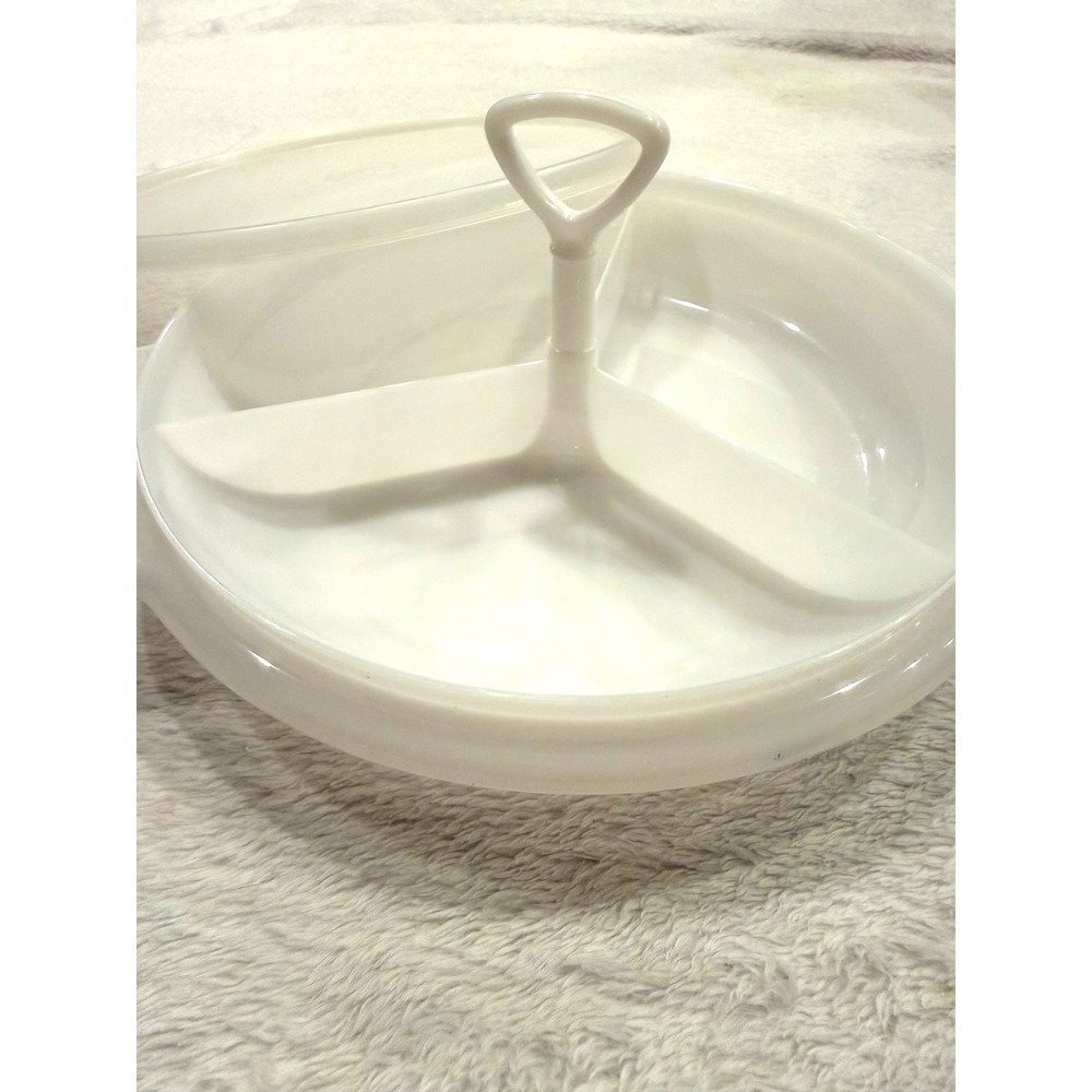 Vintage Tupperware Suzette Divided Relish Tray 3-Compartment w/Lid Handle‎ 9 In